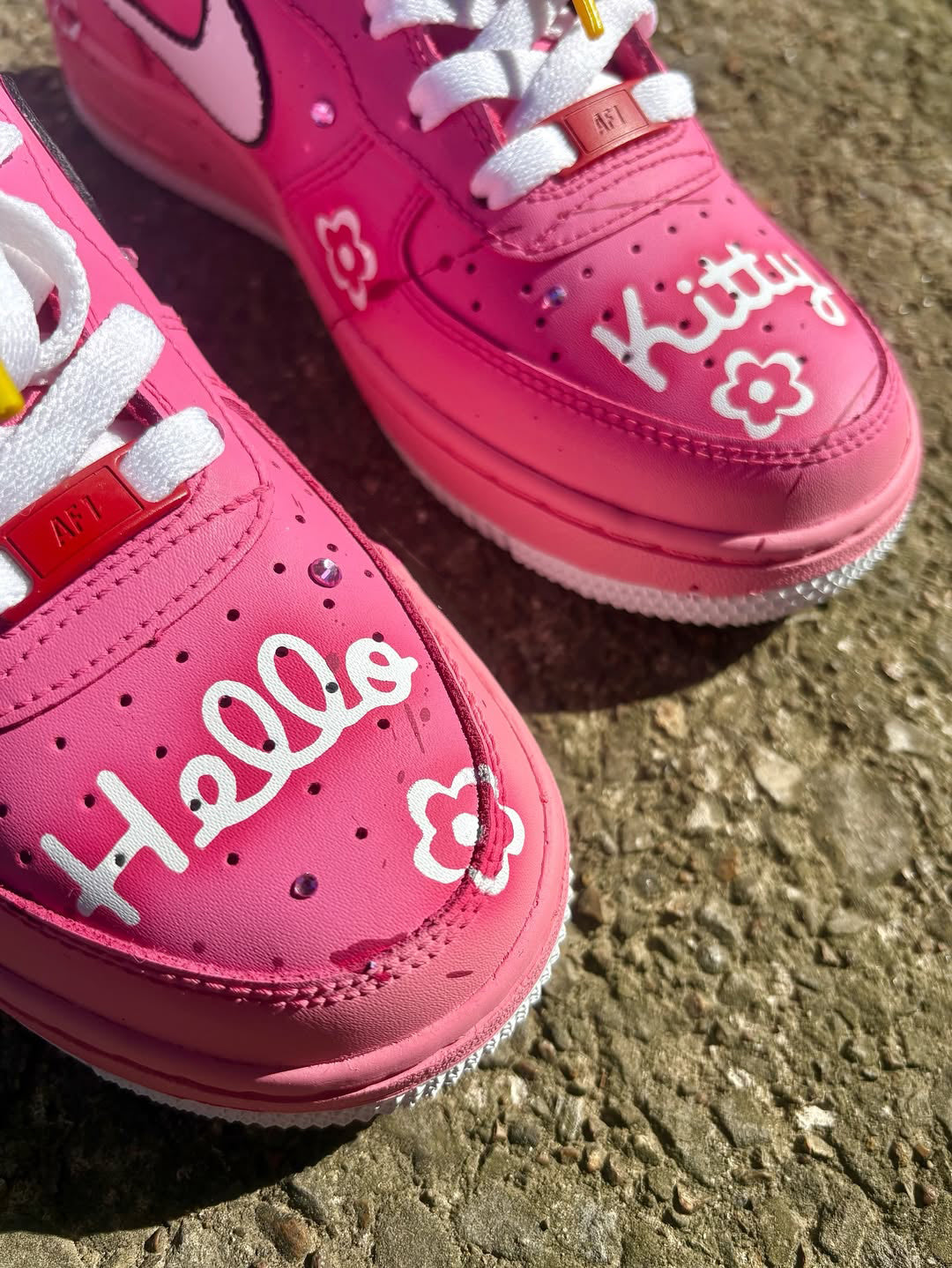 [Customized Kitty] Air Force 1 Shoes Unisex Hand Painted Pink