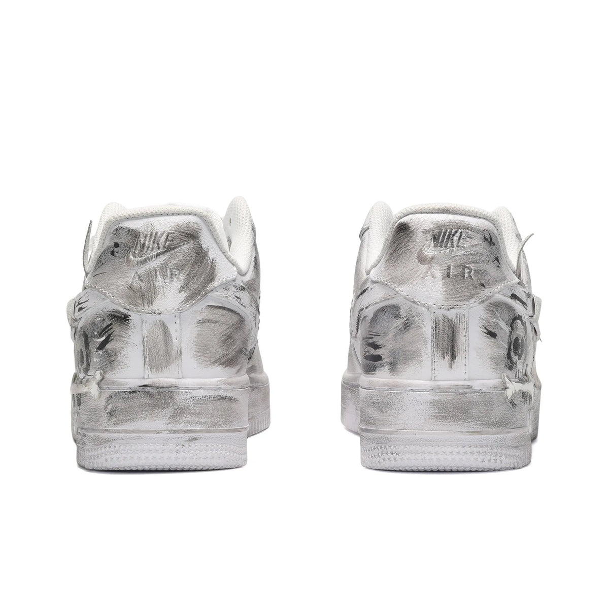 [Customized Snakeskin Pattern/Skull] Air Force 1 Low-top Shoes Unisex Grafiti Grey/White
