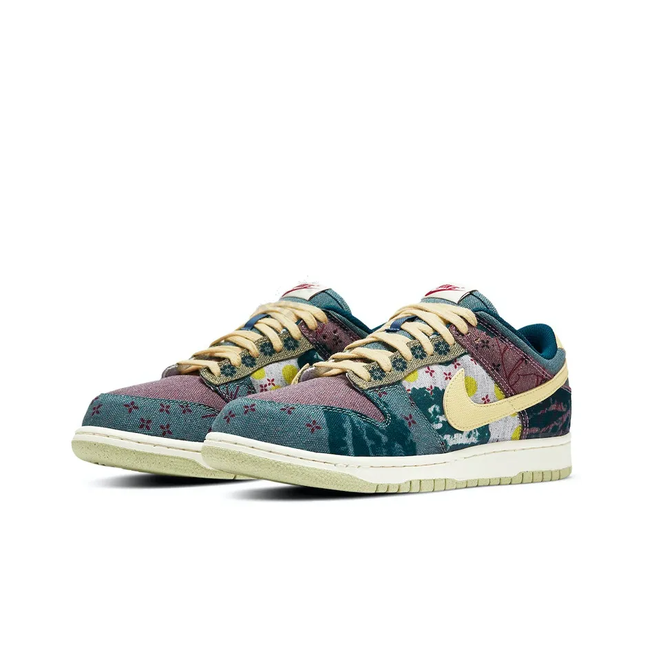 [Custom Lemon Yellow, Small Cashew Flower] Sailcloth Dunk Skateboarding Shoes Unisex