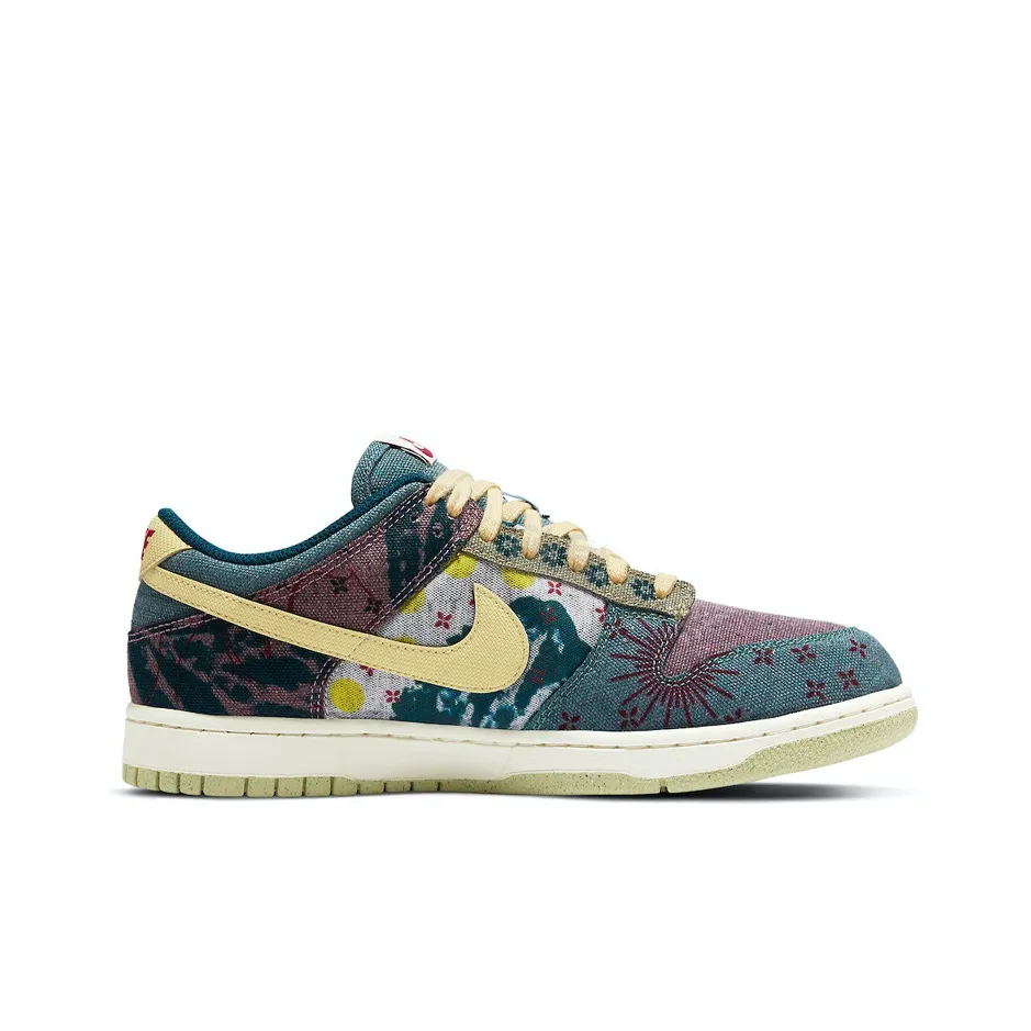 [Custom Lemon Yellow, Small Cashew Flower] Sailcloth Dunk Skateboarding Shoes Unisex