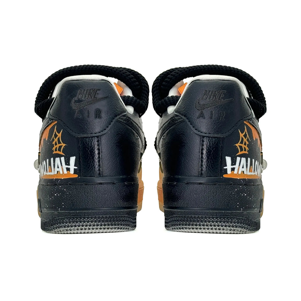 [Custom Spiderweb Mist] Air Force 1 Low Skateboarding Shoes Unisex Black/Orange