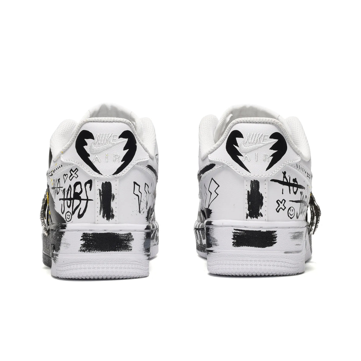 [Customized Ink Wash&Hand-drawn Patterns] Air Force 1 Low-top Shoes Unisex Black and white