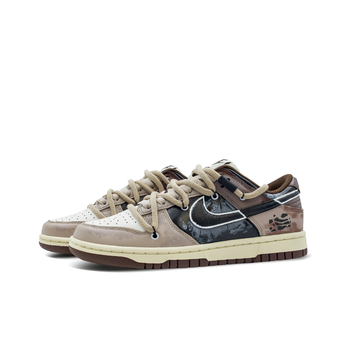 [Custom Sandstorm] Dunk Low Skateboarding Shoes Unisex Brwon/Black