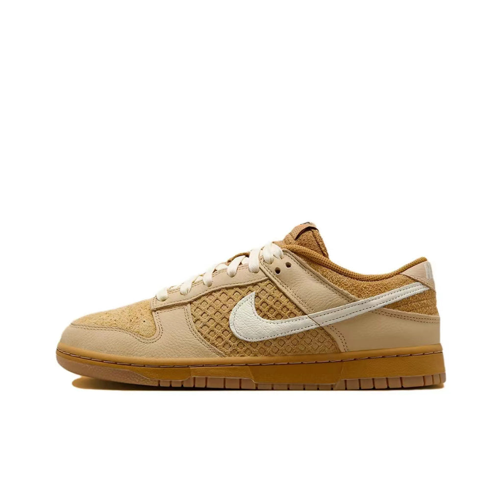 [Custom Milk Waffles] Dunk Low Skateboarding Shoes Unisex Brown/White