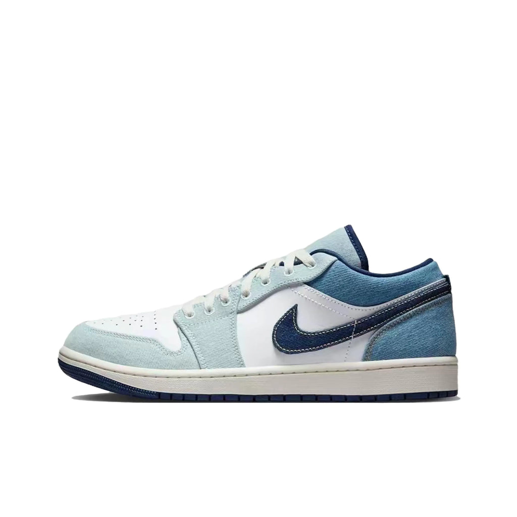 [Custom Doomsday Battleground] Air Jordan Low - Top Skateboarding Shoes Unisex Faded Color Denim Style