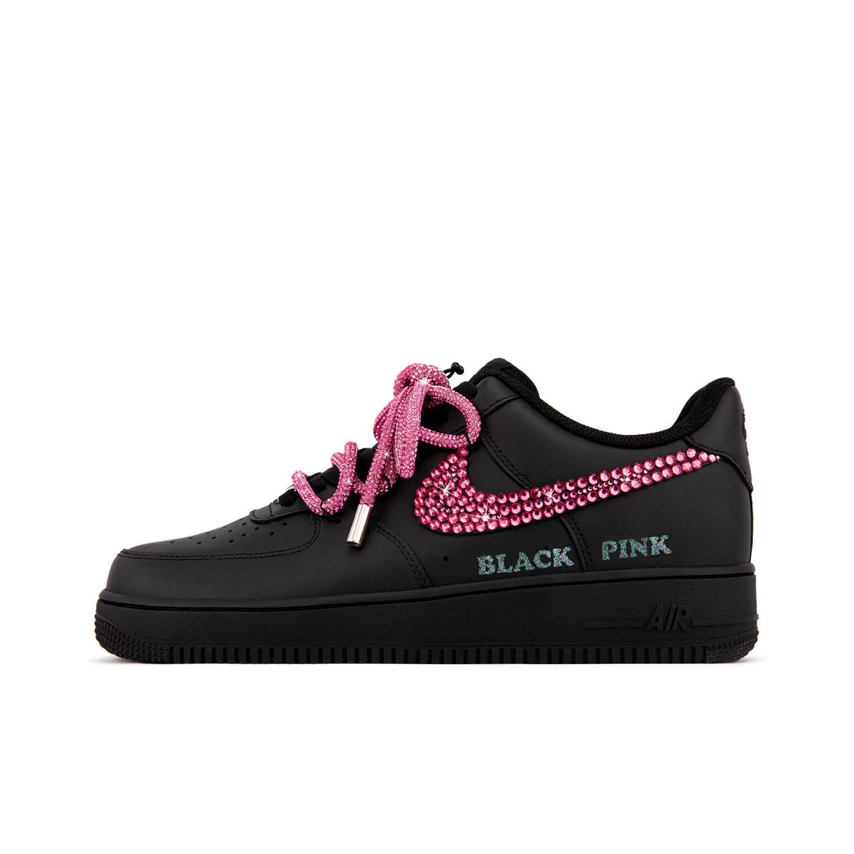 [Customized Diamond Alliance] Air Force 1 Low-top Shoes Unisex Blcak With Diamond Decoration