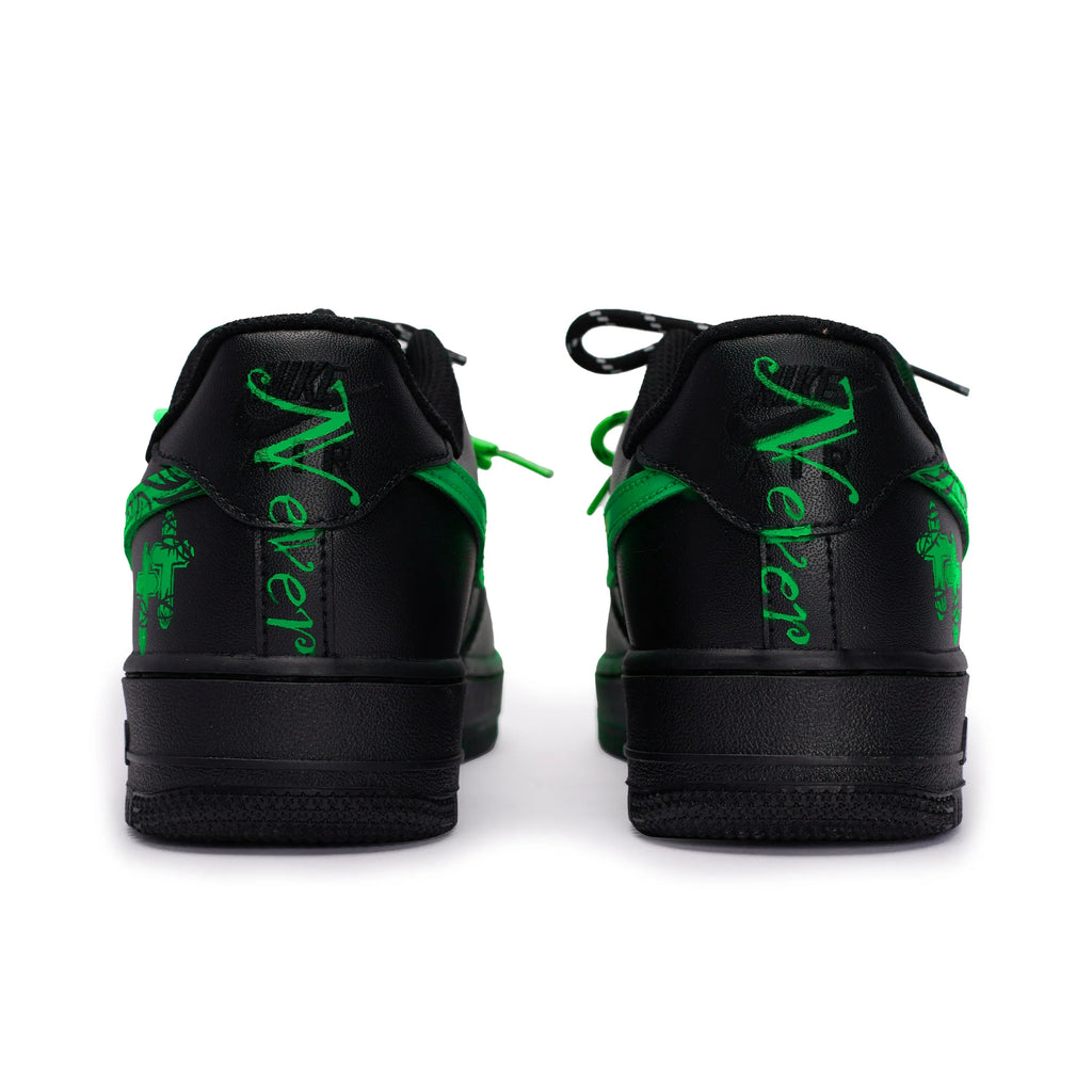 [Custom Graffiti Hand-Painted Floral Pattern Black Tiffany] Air Force 1 Skateboarding Shoes Unisex
