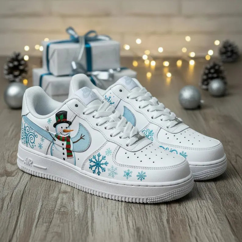 [Customized Snowman] Air Force 1 Low-top Shoes Unisex Hand-Painted Sneakers