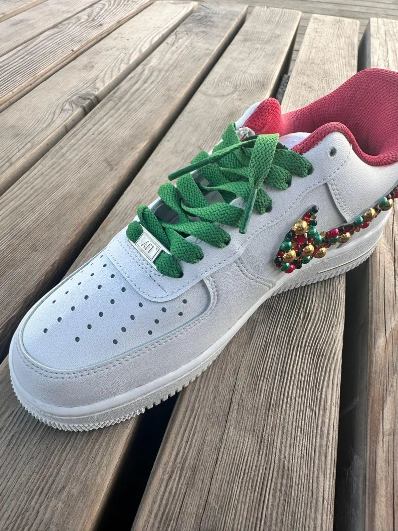[Customized Rhinestone Christmas Shoes] Air Force 1 Low-top Shoes Unisex Sneakers Unique Christmas Gift