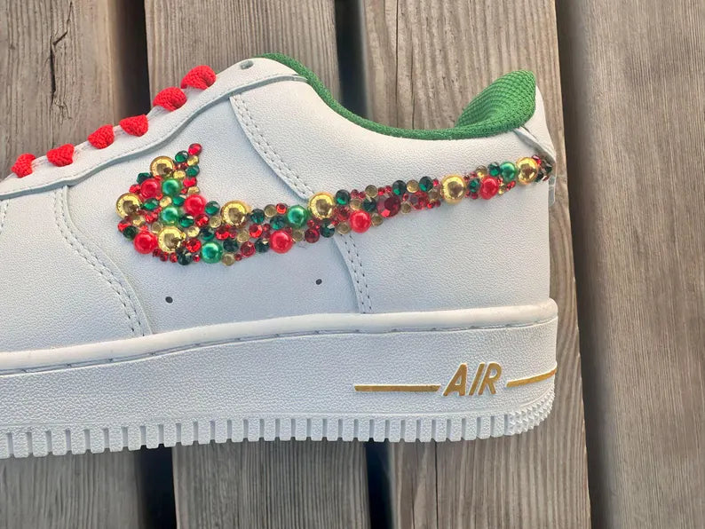[Customized Rhinestone Christmas Shoes] Air Force 1 Low-top Shoes Unisex Sneakers Unique Christmas Gift