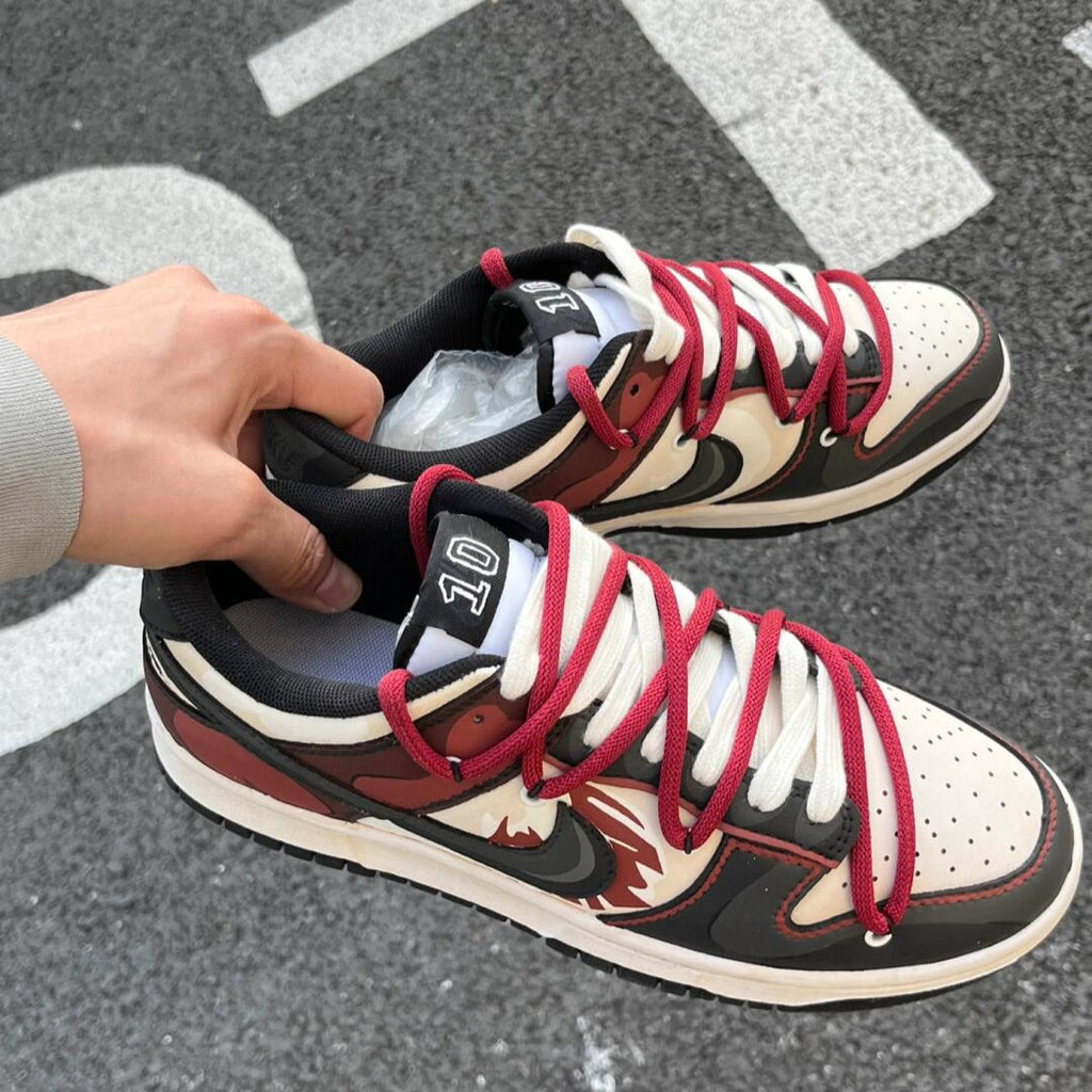[Custom SHOHOKUS]  Dunk Skateboarding Shoes Women's Low-top Black/Red