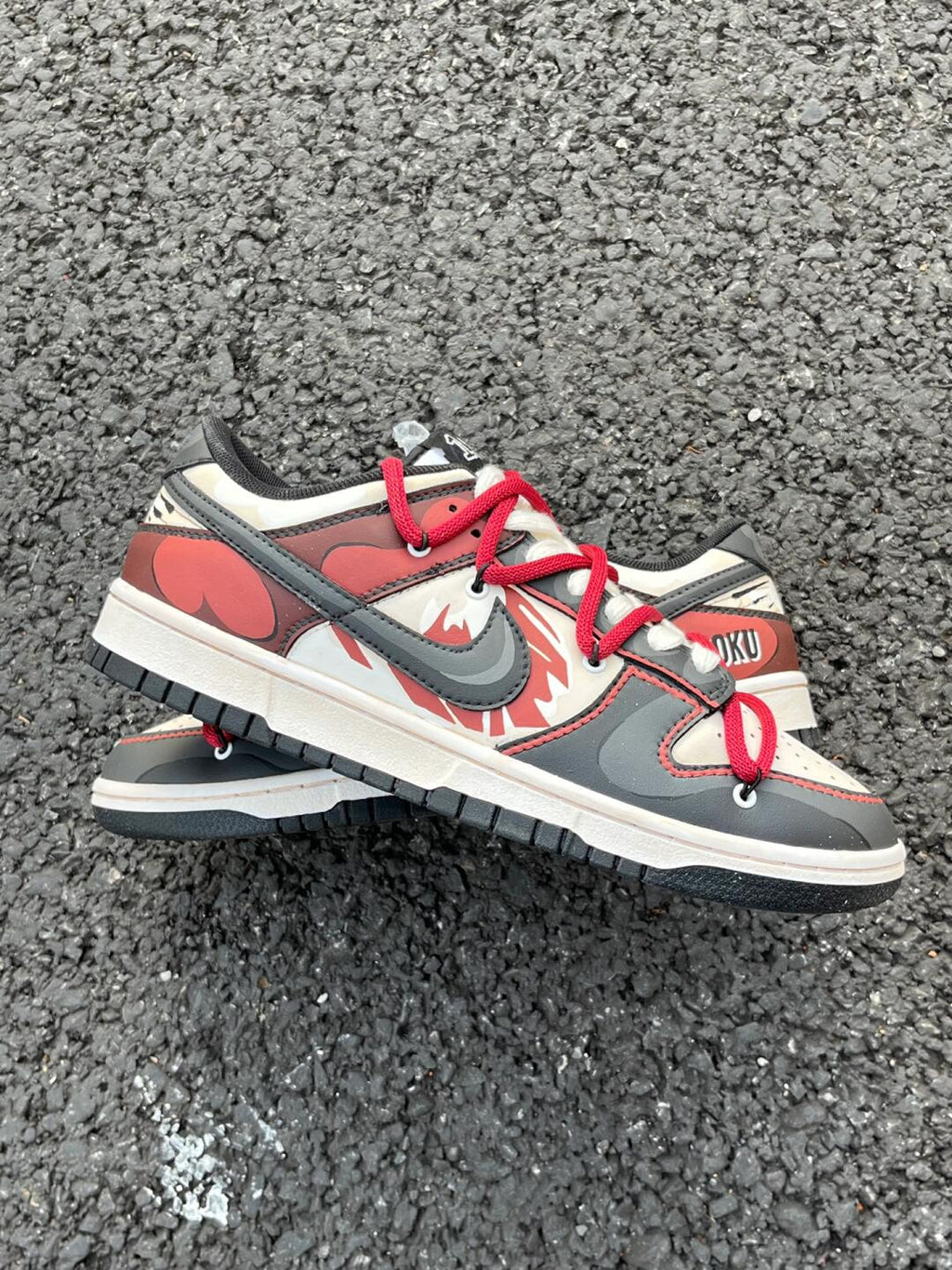 [Custom SHOHOKUS]  Dunk Skateboarding Shoes Women's Low-top Black/Red