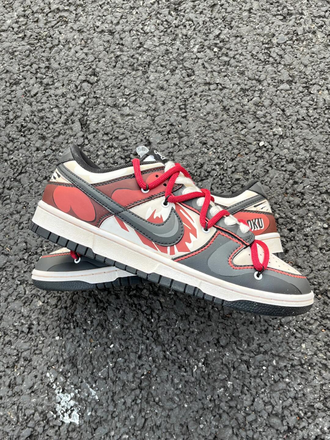 [Custom SHOHOKUS]  Dunk Skateboarding Shoes Women's Low-top Black/Red