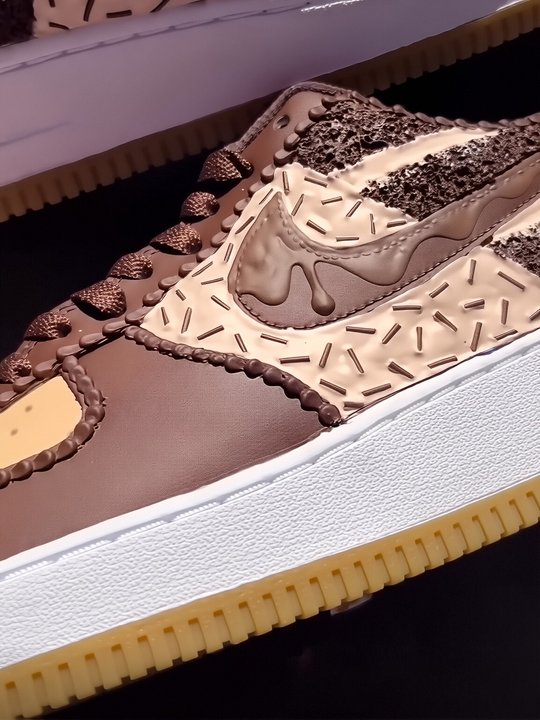 [Custom Dark Chocolate Ice Cream] Air Force 1 Unisex Skateboarding Shoes Brown