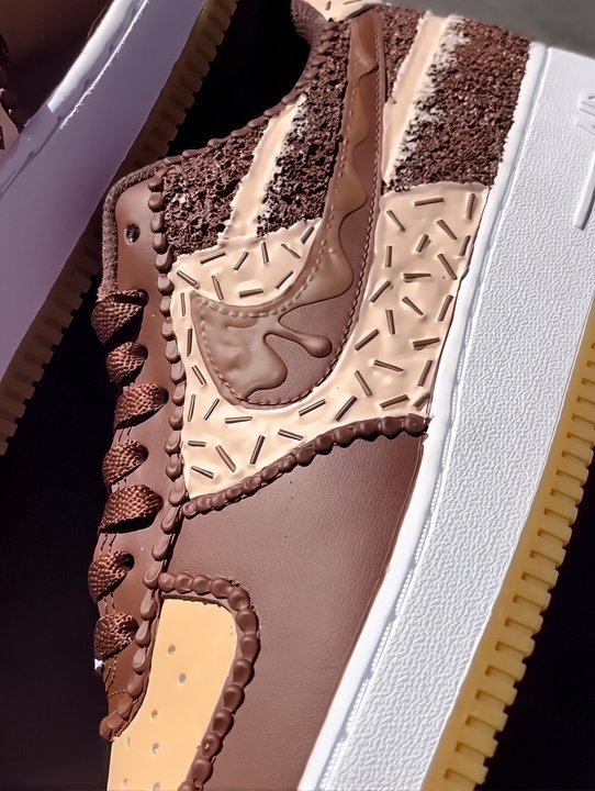 [Custom Dark Chocolate Ice Cream] Air Force 1 Unisex Skateboarding Shoes Brown