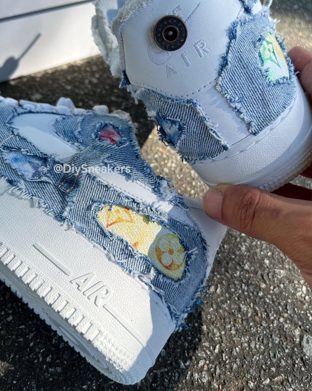 [Customized Denim Style x Hand-drawn - Deconstructed Denim ] Air Force 1 Low-top Unisex