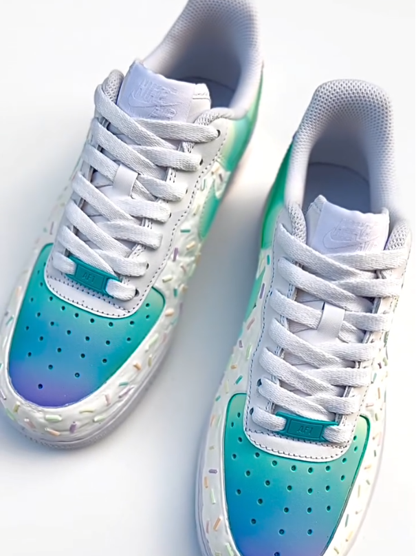 [Custom Sea Salt & Cheese Ice Cream] Air Force 1 Unisex Low - Top Skateboarding Shoes