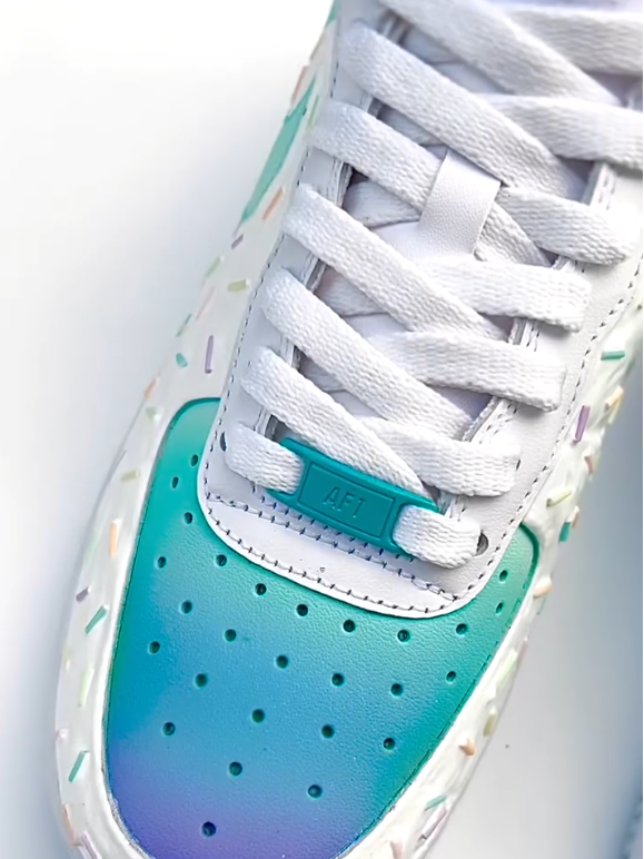 [Custom Sea Salt & Cheese Ice Cream] Air Force 1 Unisex Low - Top Skateboarding Shoes