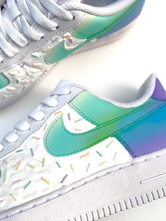 [Custom Sea Salt & Cheese Ice Cream] Air Force 1 Unisex Low - Top Skateboarding Shoes